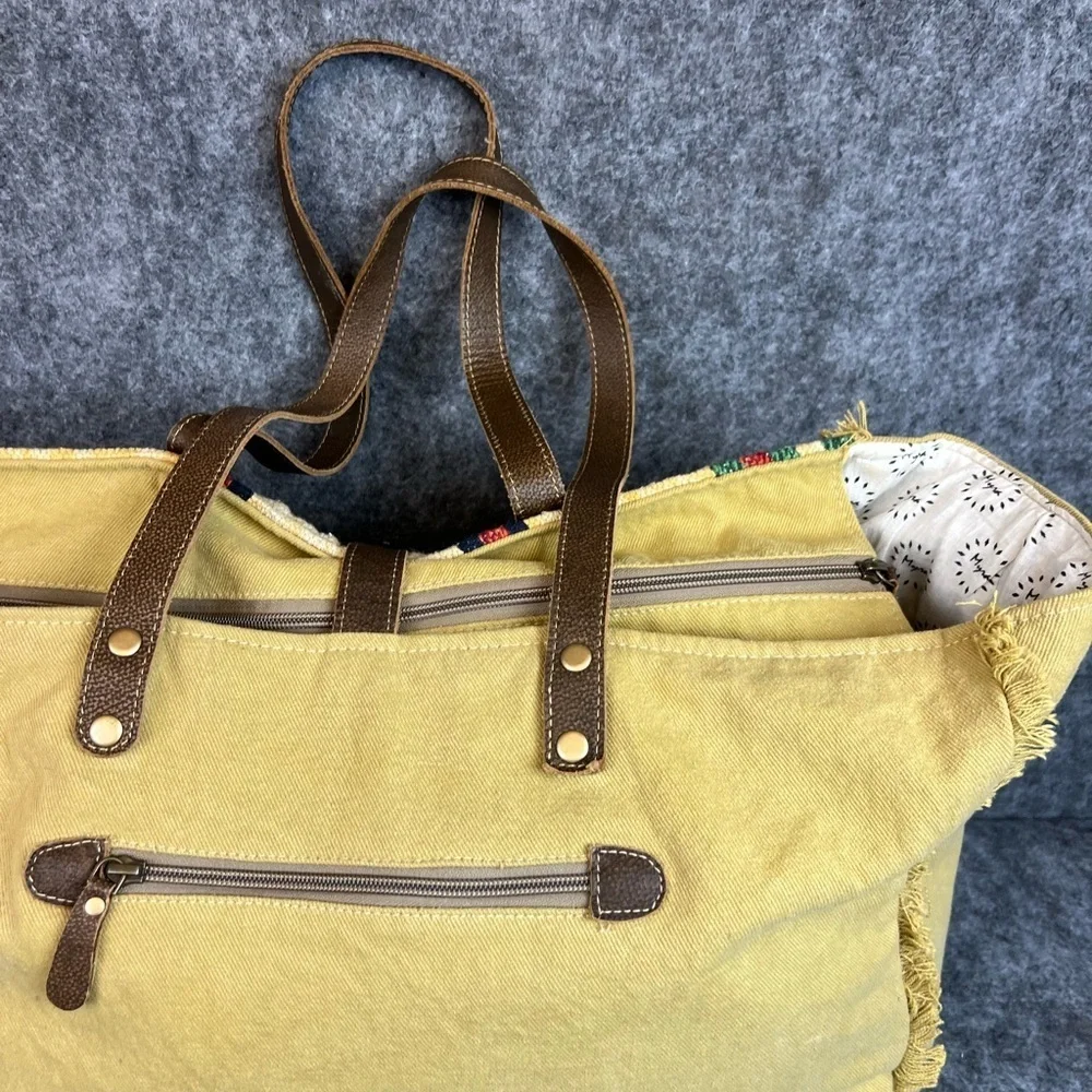 Myra Bag Multicolor Striped Tote with Brown Accents Shoulder Bag